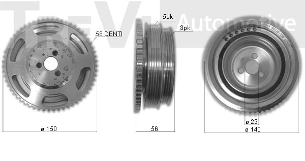 TREVI AUTOMOTIVE Piedziņas skriemelis, Kloķvārpsta PC1171